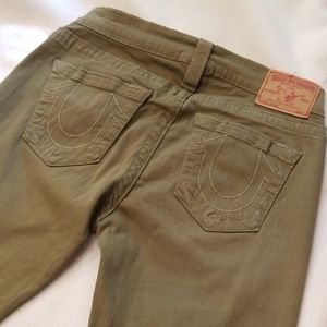 True Religion Casey Skinny Jeans Army Green 26